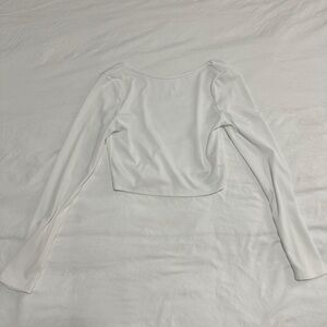 White Long Sleeved Backless Crop Top